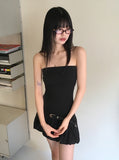 Beheu Layered Top Pumpkin Color Matching Off Shoulder Mini One Piece