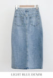 Bow Slit H-line Denim Skirt
