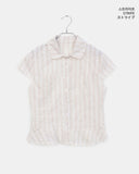 Karen Stripe Frill Short Sleeve Shirt