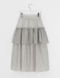 Handad Frill Check Banding Long Skirt