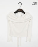 Rucol ribbed shirring off-shoulder knit muffler choker set