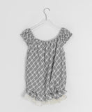 Vinca Check Shirring Sleeveless Bustier Blouse