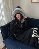 Fame Fleece Raccoon Fur Hooded Zip-Up