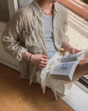 Crinkle Double Pocket Roll-up Check Shirt