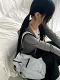 Rti Vintage V-neck Lace Hood Long Sleeve T-shirt