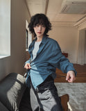Pilen side shirring check shirt