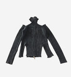 Ribbed Cut Knit Zipup