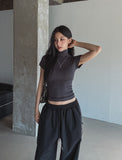 Color matching cross string nylon pants
