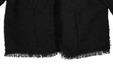 Conbe No Collar Fringe Tweed Jacket