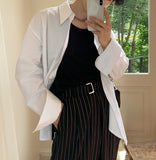Loose-fit Silket U-Neck Long Sleeve T-shirt