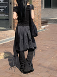 Tujeu Check Wrap String Layered Skirt