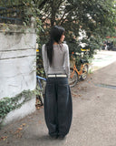 Benyl Stud Balloon Fit Washed Denim Long Pants