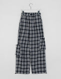 Kyuuna String Banding Wide Ribbon Check Cargo Pants