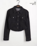 tackle pocket button cropped washed denim shirt