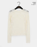 Jeffin Rose embossed two-tone see-through long-sleeved T-shirt