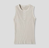 Keene Pigment Henley Neck Ribbed Sleeveless