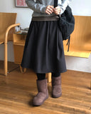 Hilton Peach Fuzz Pleated Banding Midi Skirt