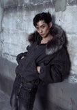 [LANARCH] Fox Fur Hood Bomber Jacket