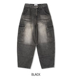 Puffer balloon half-banding denim pants