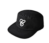 Multi-pattern leather strap pillbox ballcap