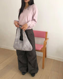 Newman color matching pintuck strap wide long pants