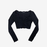 Eoneg Neck Crop Ribbed Cardigan