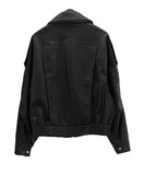 Double-collar leather rider jacket