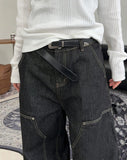 Defen Carpenter Wide Denim Pants