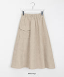 Loop banding corduroy cargo long skirt