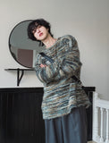 Berry fringe hair loose fit knit tee