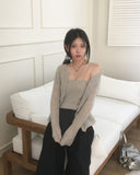 Sseueo sleeveless bustier knit cardigan set