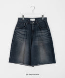 Myusen Damage Washing Bermuda Denim Pants