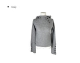 [Fleece/Sleeves Button] Rambo Brushed High Neck Ribbed Button Hood Knit