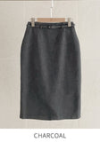 Camel Brushed H-Line Belt Skirt