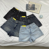 Summer Long Leg Fit A-Line Banding Denim Shorts