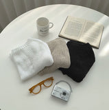 Loose-Fit Boat Neck Mesh Long Sleeve Knit