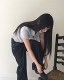 Soming Flower Round Collar Frill Short Sleeve T-Shirt