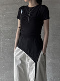 Tube top layered short sleeve T-shirt