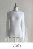 Tight Creamy Round Basic T-shirt