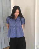 Harper Collar Puff Short Sleeve Blouse