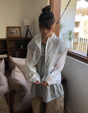 Juon Shirred Button Loose Fit Henley Neck Short Sleeve T-shirt