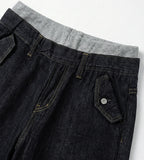 Band-layered low denim pants
