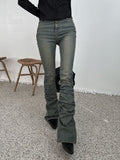 Shirring denim boot cut pt