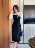 Melage Chiffon Color Matching Tie H-Line One Piece