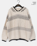 Qwerty Nordic Cable Loose Fit Hood Knit