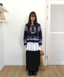 Murfu Nordic Collar Duffle Loose Fit Long Sleeve Knit Cardigan