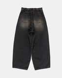 Mud side incision balloon denim pants