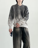 Gray Wet V-neck Knit
