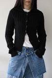 Collar lip knit cardigan