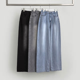 Summer Tencel Back Pocket Span Banding Wide Denim Pants